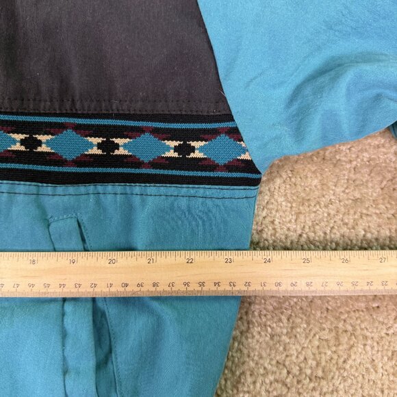 Vintage Santa Fe Trail Zip Up Aztec Windbreaker Jacket Teal Men’s Large - Picture 9 of 10